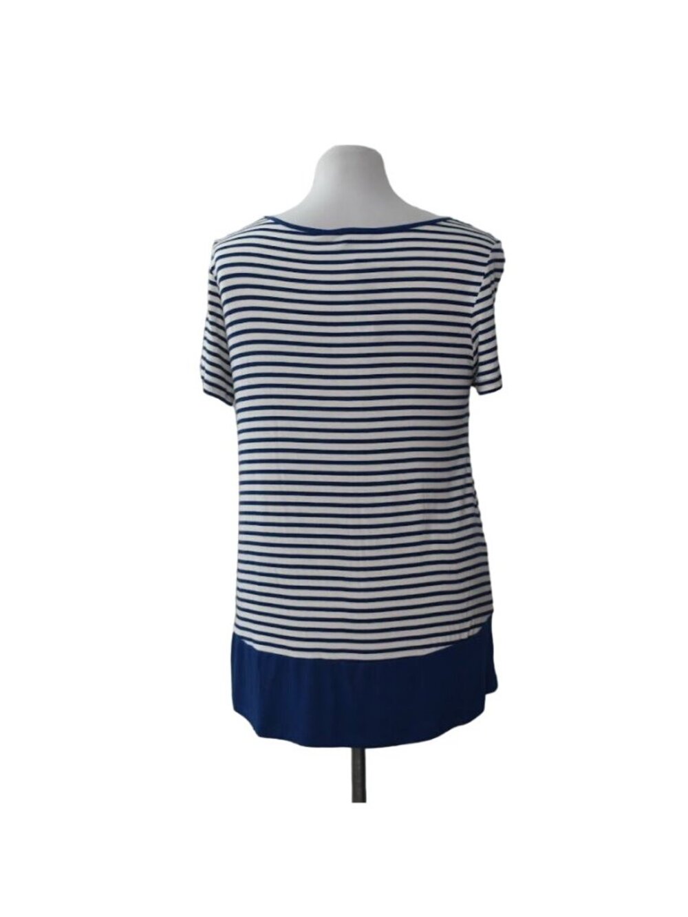 Jones New York Signature Top L NWT Blue White Striped Hi-Low T-Shirt Womens - Picture 3 of 7